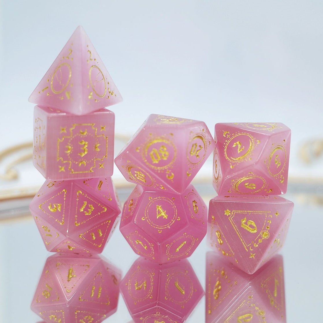 Pink Opal Gem Dice D&D Dragons Dnd TRPG Warhammer - Masters Dice