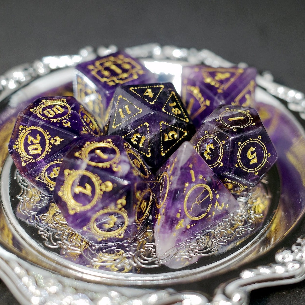 Amethyst Gem Dice COC Dungeons And Dragons Dnd TRPG Warhammer Dice - Masters Dice