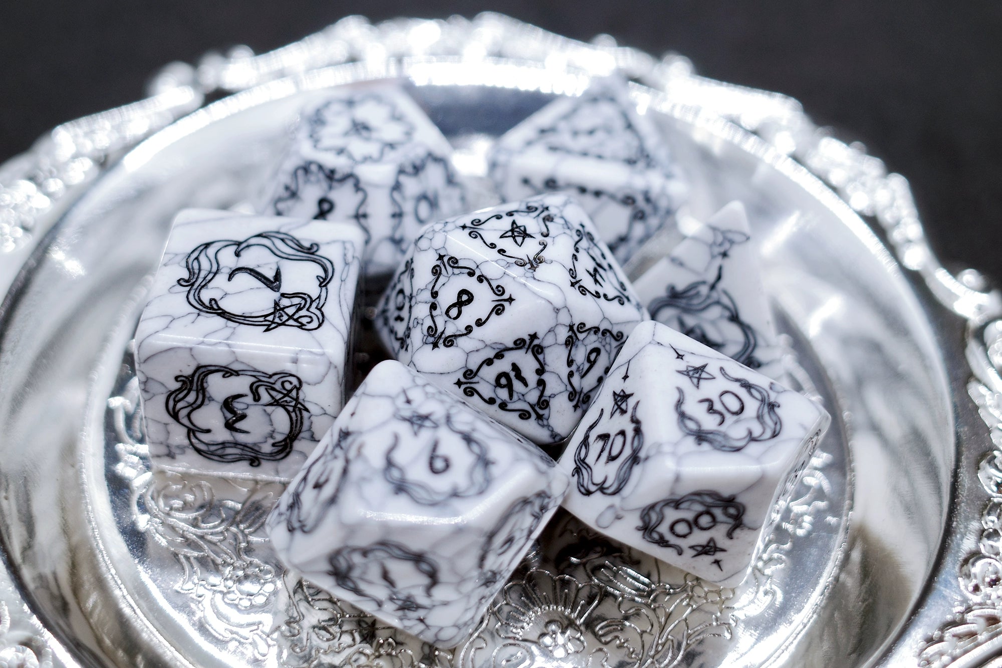 Old Print Turquoise Dice Synthetic Gemstone COC Dungeons And Dragons Dnd Warhammer Dice - Masters Dice