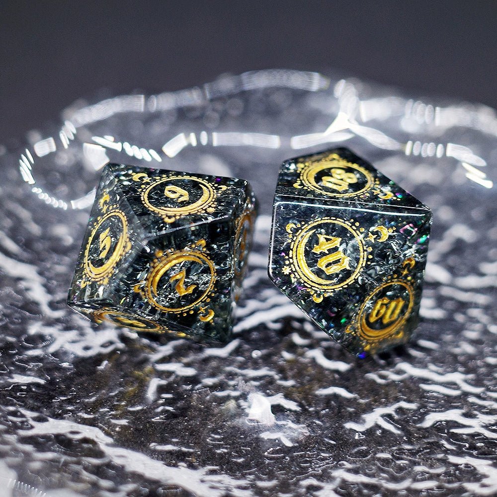 Black Zircon Lightning Popping Gem Dice COC Dragons And Dungeons Dnd TRPG - Masters Dice