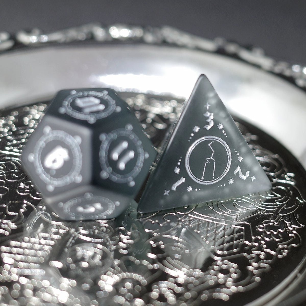 Frosted Black Zircon Gem Dice COC Dungeons And Dragons Dnd Sea Blue TRPG - Masters Dice