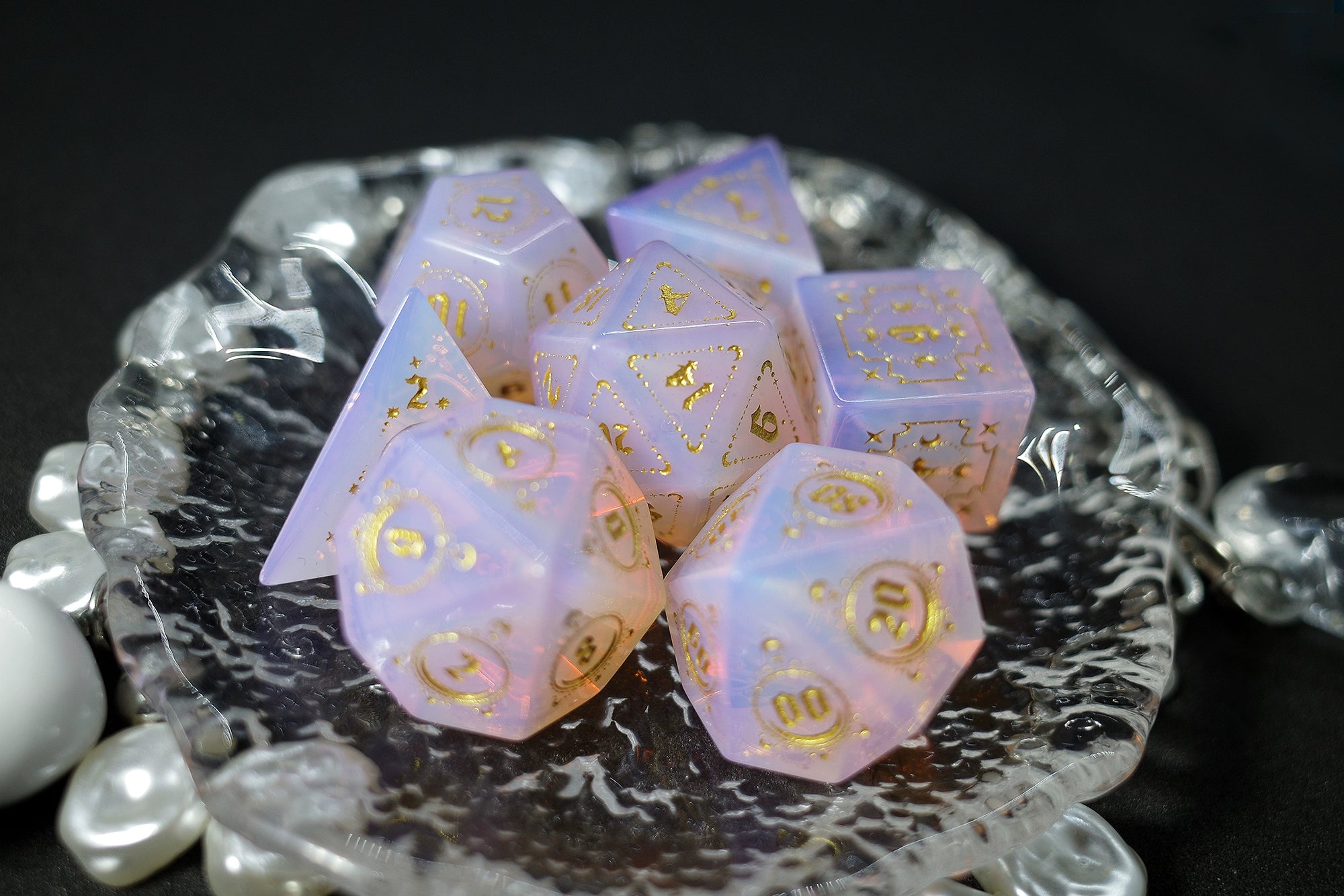 Pink Opal Gem Dice COC Dungeons & Dragons Dnd TRPG Warhammer - Masters Dice