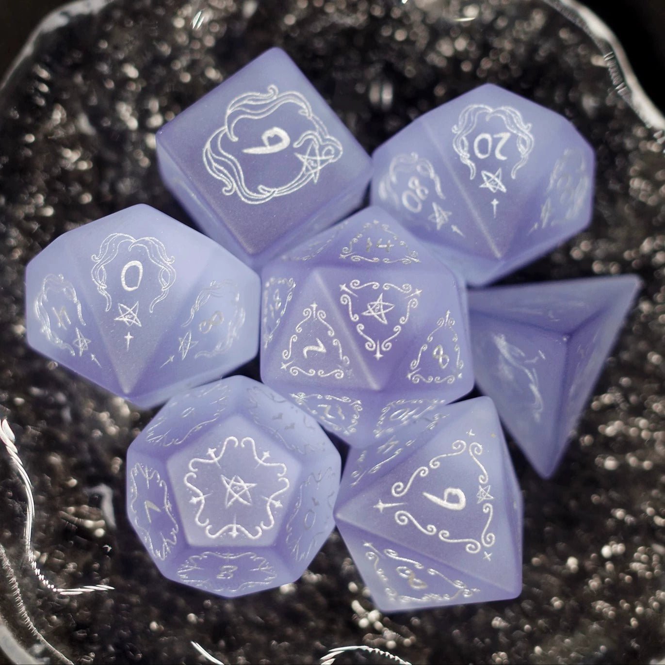 Frosted Purple Zircon Old Seal Gem Dice COC Dungeons & Dragons Dnd TRPG - Masters Dice