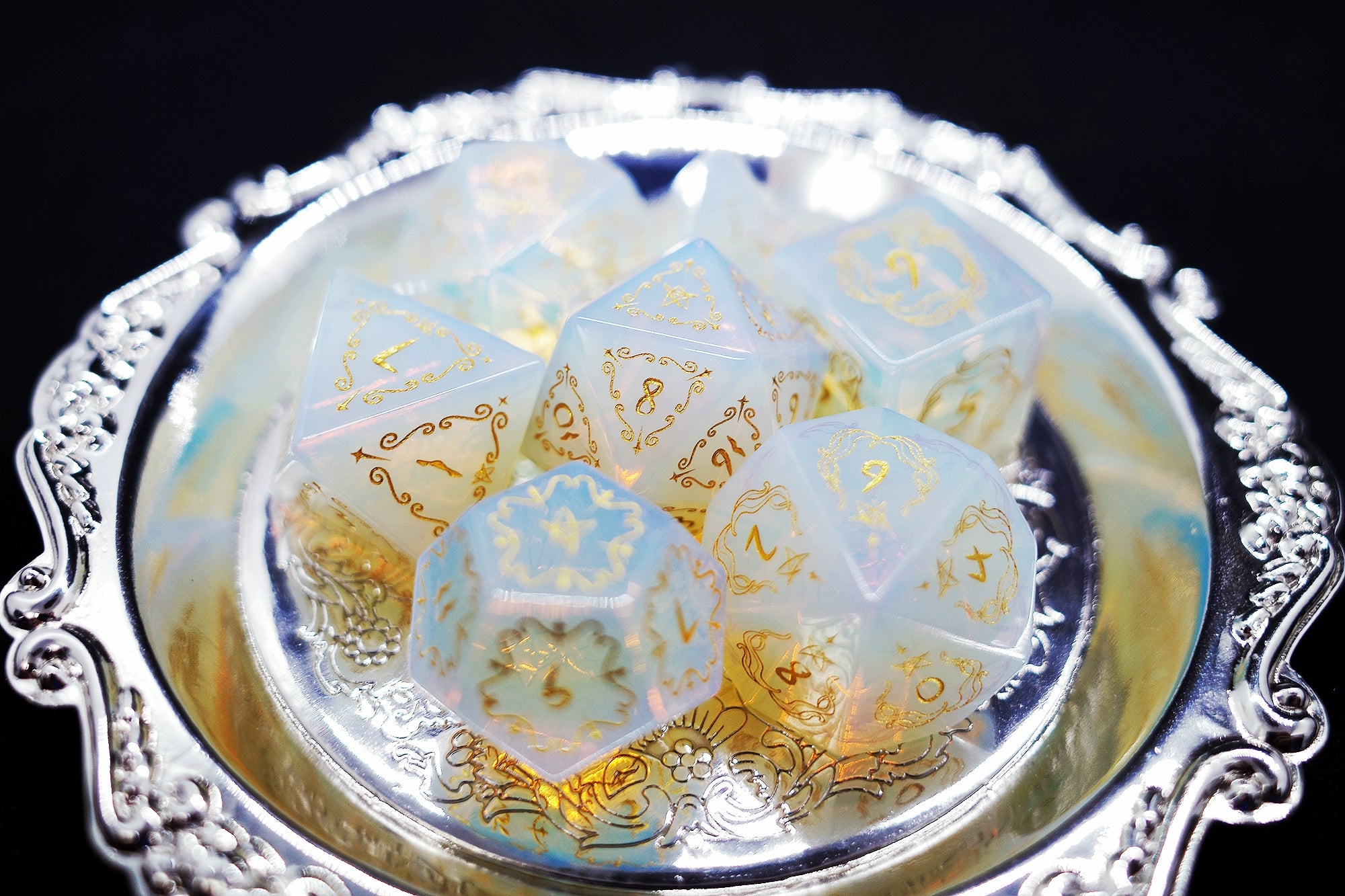 Opal Old Print Gem Dice COC Dungeons & Dragons Dnd Design TRPG Warhammer Dice - Masters Dice