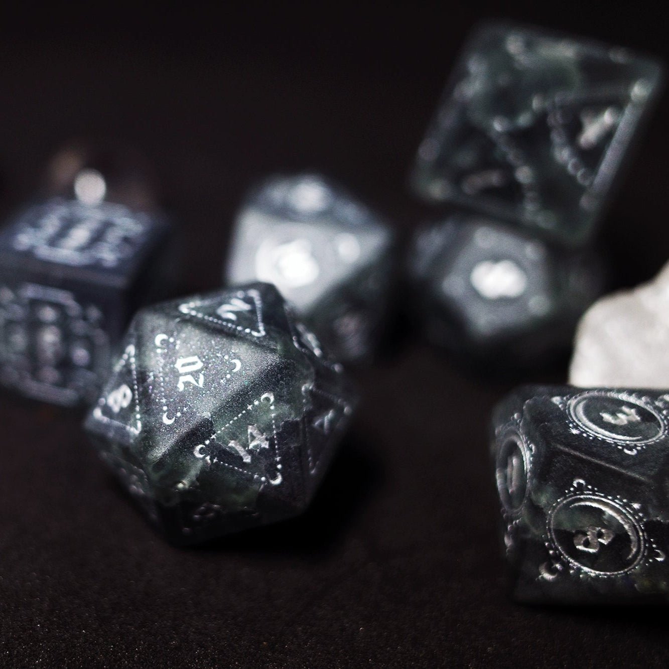 Nameless Fog Scrub Black Popcorn Dice Gems Run Coc Dungeons & Dragons dnd TRPG - Masters Dice