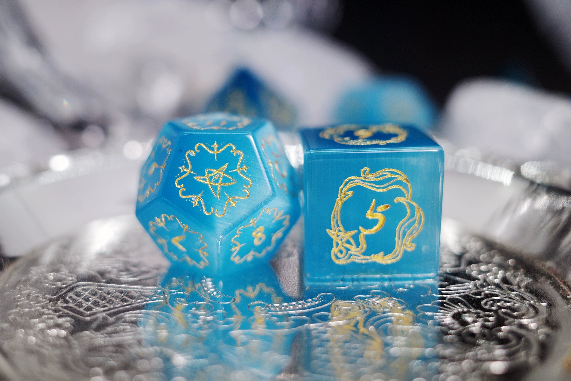 Protector Of The Old Sky Blue Opal Gem Dice COC Dungeons & Dragons TRPG Dnd - Masters Dice