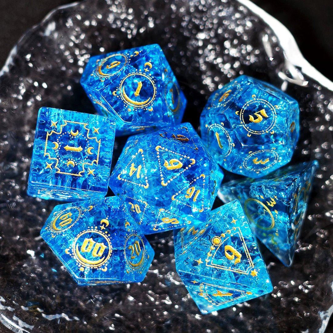 Lightning Blue Zircon Popping Gem Dice COC Dungeons And Dragons Dnd Bode Gate Warhammer TRPG - Masters Dice