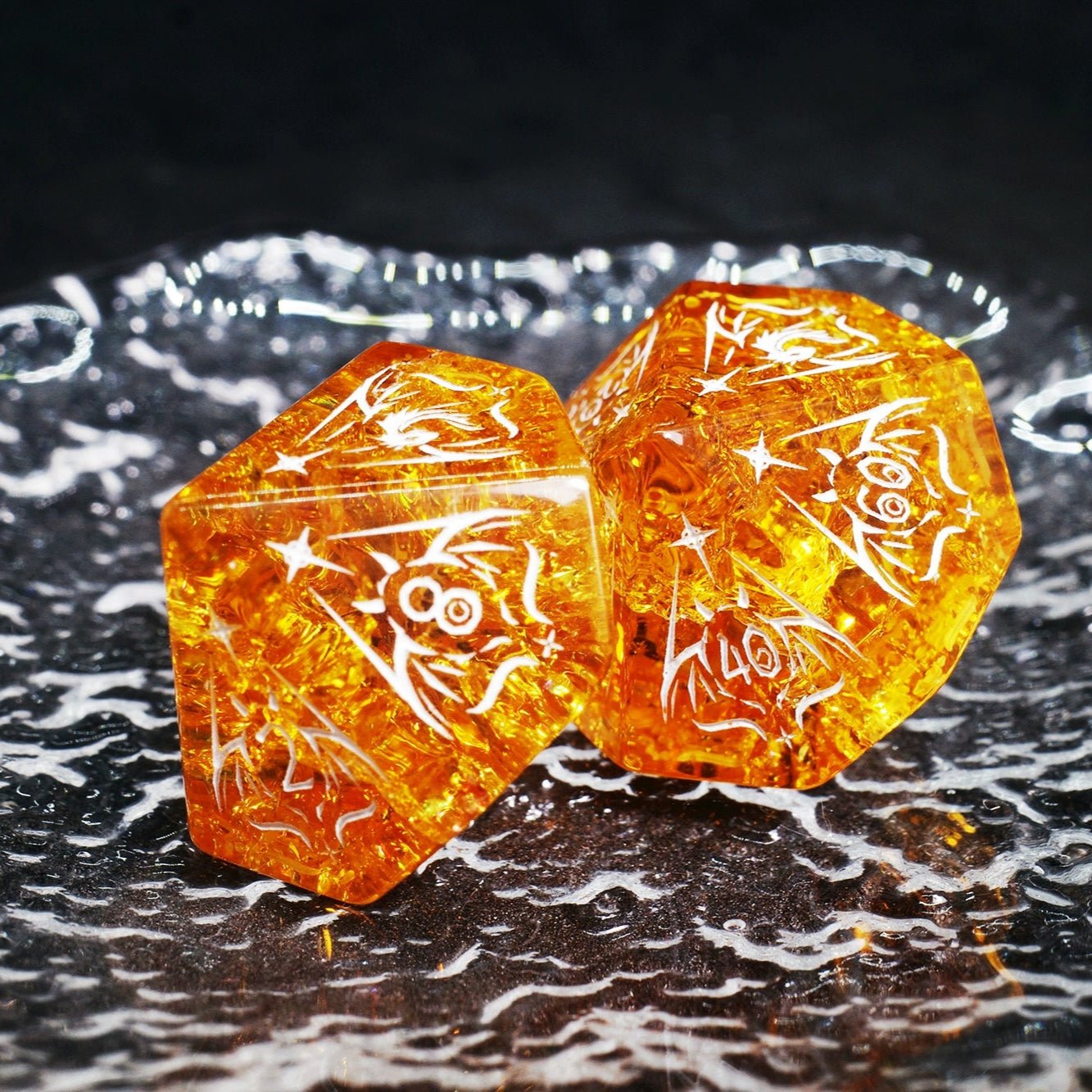 Dragon Shadow Orange Zircon Popcorn Gem Dice COC Dungeons & Dragons Dnd TRPG - Masters Dice