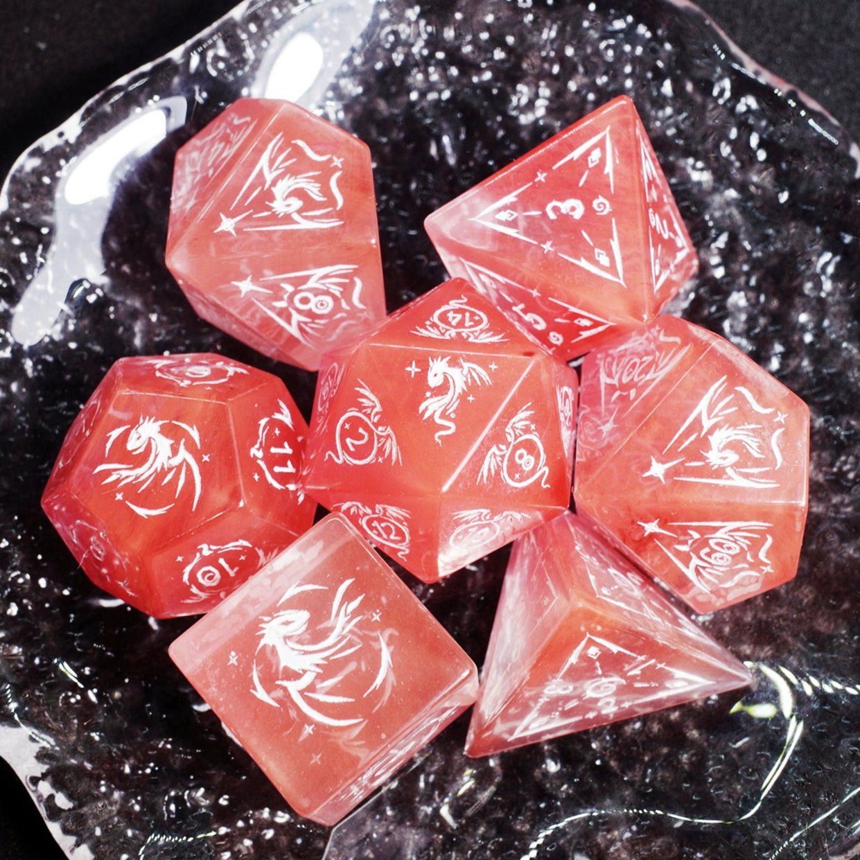 Dragon Shadow Watermelon Crystal Gem Dice COC Dungeons & Dragons Dnd TRPG - Masters Dice