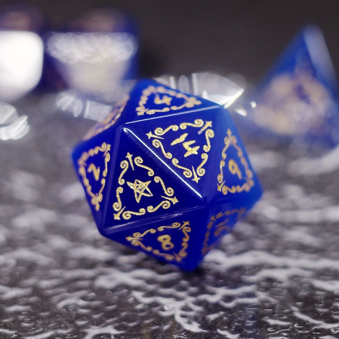 Deep Blue Cat'S Eye Gem Dice COC Dragons And Dungeons Dnd TRPG Warhammer Dice - Masters Dice