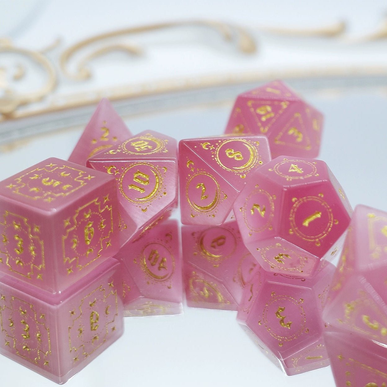Pink Opal Gem Dice D&D Dragons Dnd TRPG Warhammer - Masters Dice