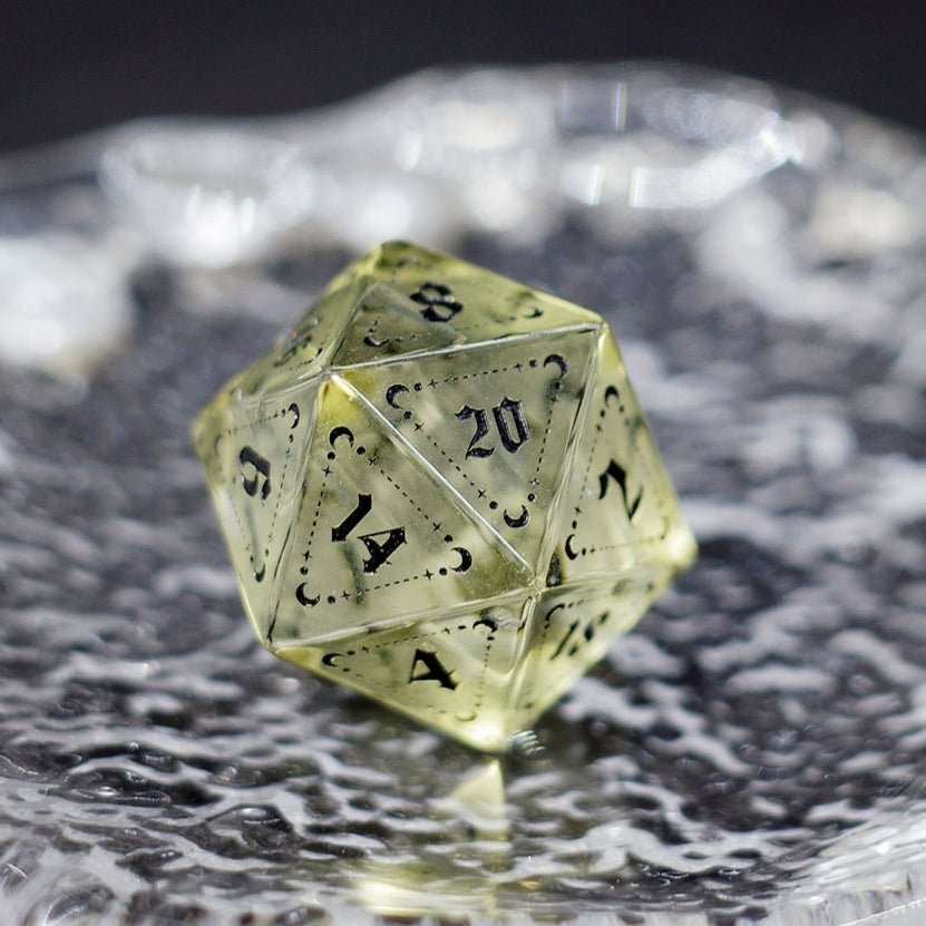 Xuanjun Seven Chapters Secret Sutra Yellow Zircon Gem Dice COC Dragon And Dungeon Dnd TRPG - Masters Dice