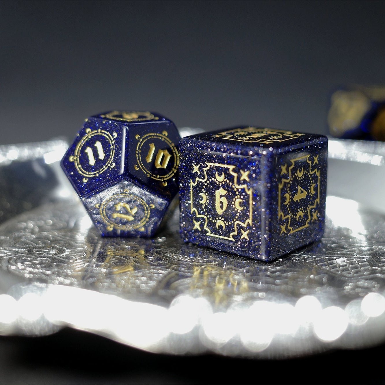 Bluestone Dice Night Sky Gem COC Dungeons & Dragons Dnd TRPG Warhammer Dice - Masters Dice