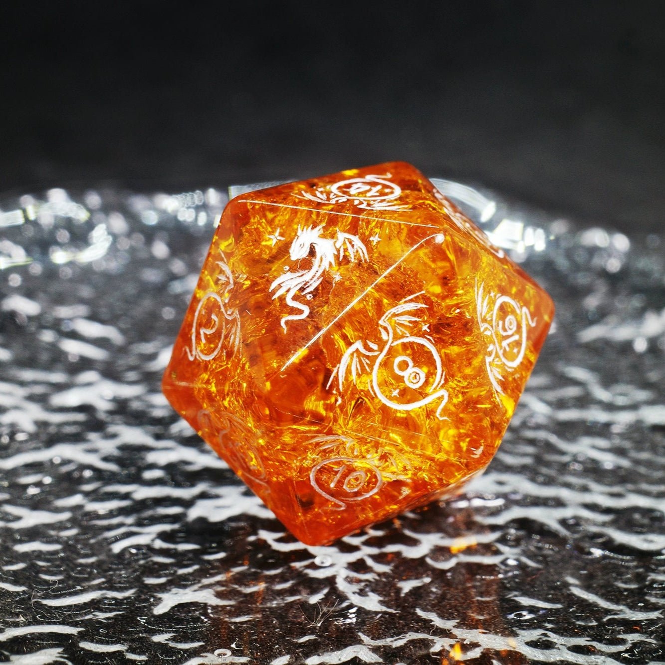 Dragon Shadow Orange Zircon Popcorn Gem Dice COC Dungeons & Dragons Dnd TRPG - Masters Dice
