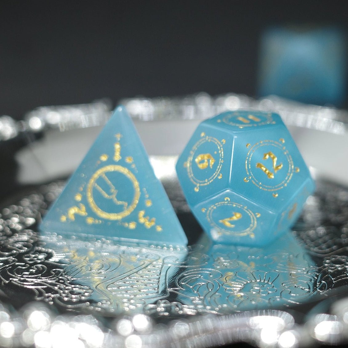 Sky Blue Opal Gem Dice COC Dungeons & Dragons Dnd TRPG Warhammer - Masters Dice