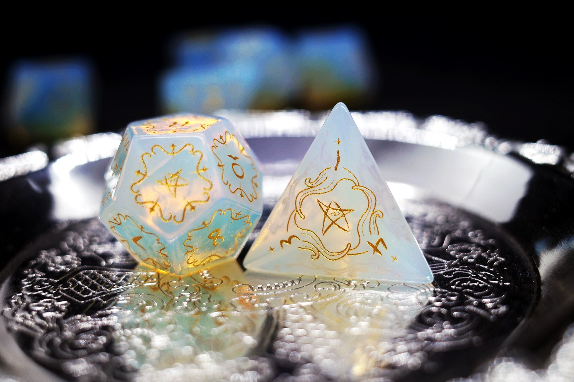 Opal Old Print Gem Dice COC Dungeons & Dragons Dnd Design TRPG Warhammer Dice - Masters Dice