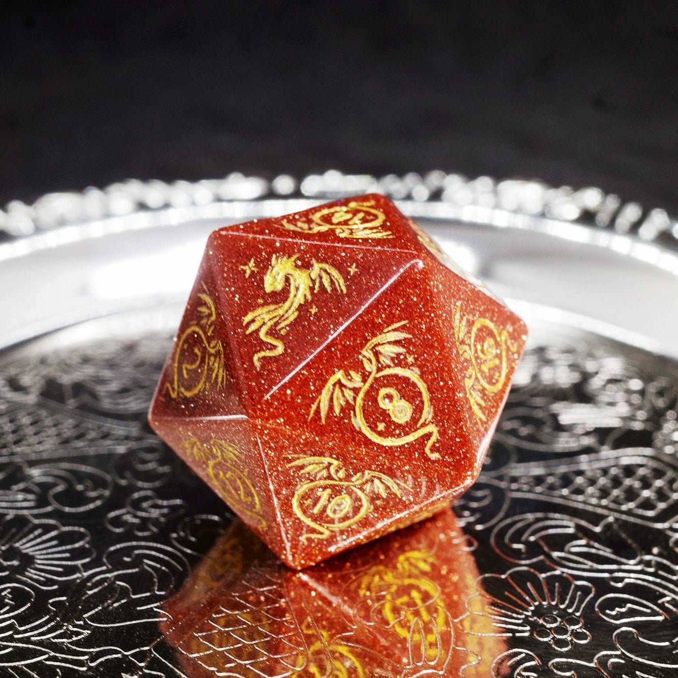 Dragon Shadow Goldstone Gem Dice COC Dragons And Dungeons Dnd High - End TRPG - Masters Dice