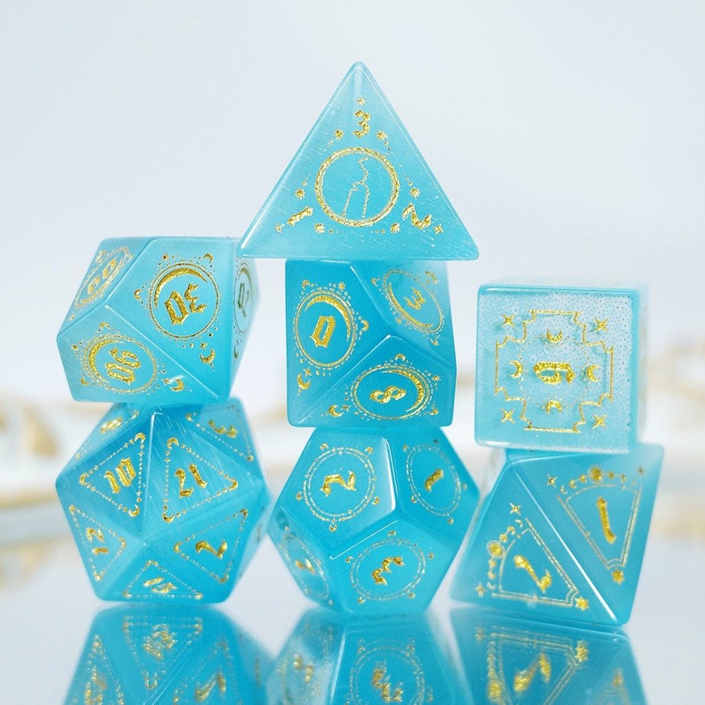 Sky Blue Opal Gem Dice COC Dungeons & Dragons Dnd TRPG Warhammer - Masters Dice