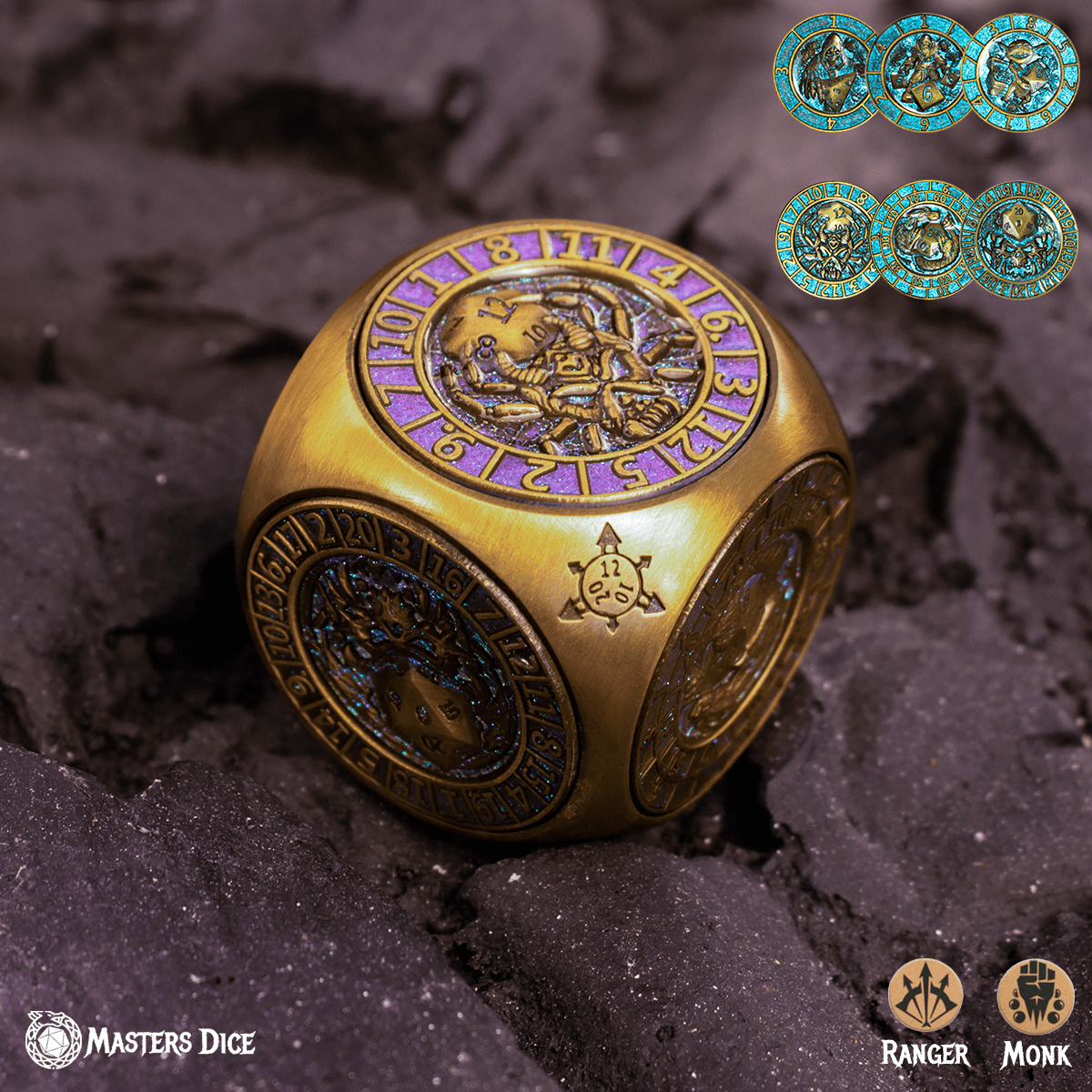 Masters Dice Relic 002 – 7 - in - 1 The Oracle’s Eye Cube Spinner DND Dice for Dungeon Masters & Collectors - Masters Dice