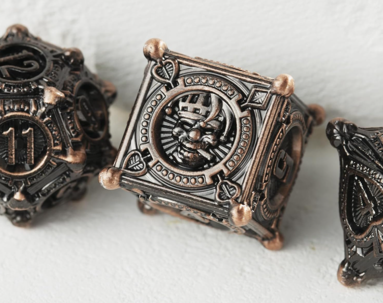 Gambler’s Sigil Playing Card Metal Dnd D&d Dice Set - Antique Copper