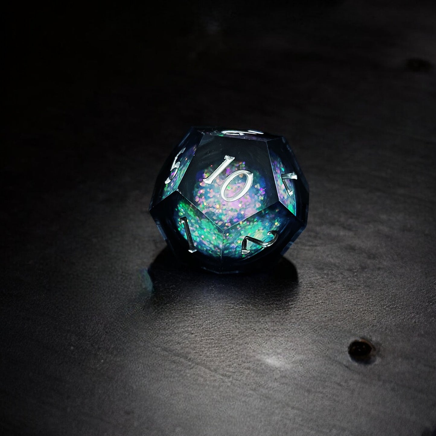 Black Aurora Sphere Liquid Core Resin Dnd D&d Dice Set - Masters Dice