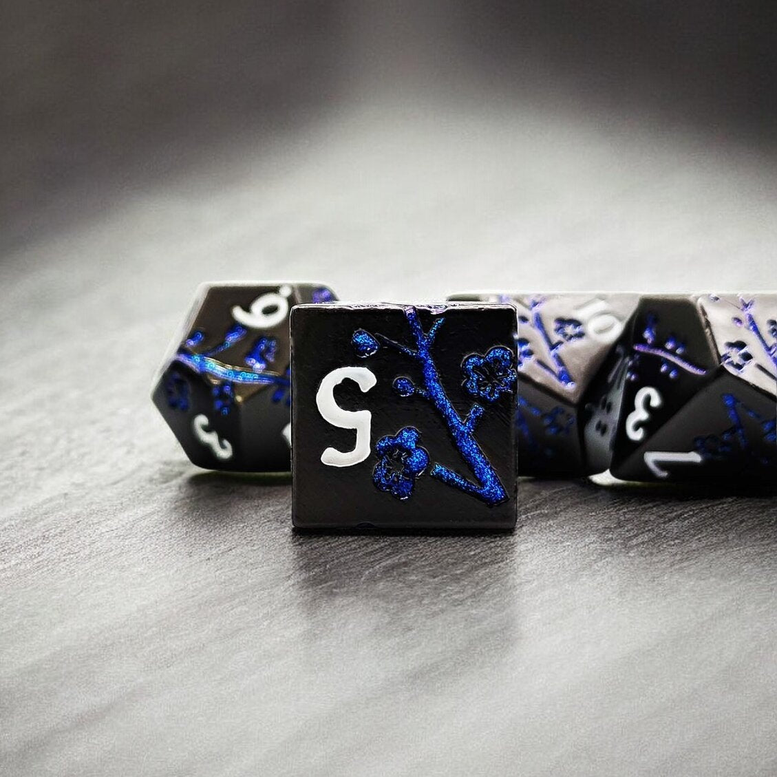 Black Blue Midnight Orchid Dnd D&d Dice Set - Masters Dice