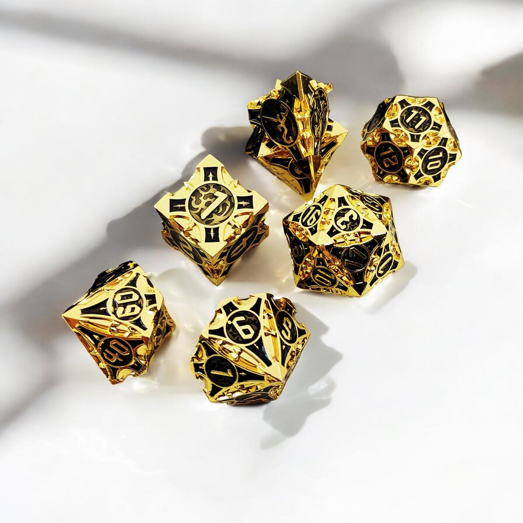Black Gold Golden Obelisk Metal Dnd D&d Dice Set - Masters Dice