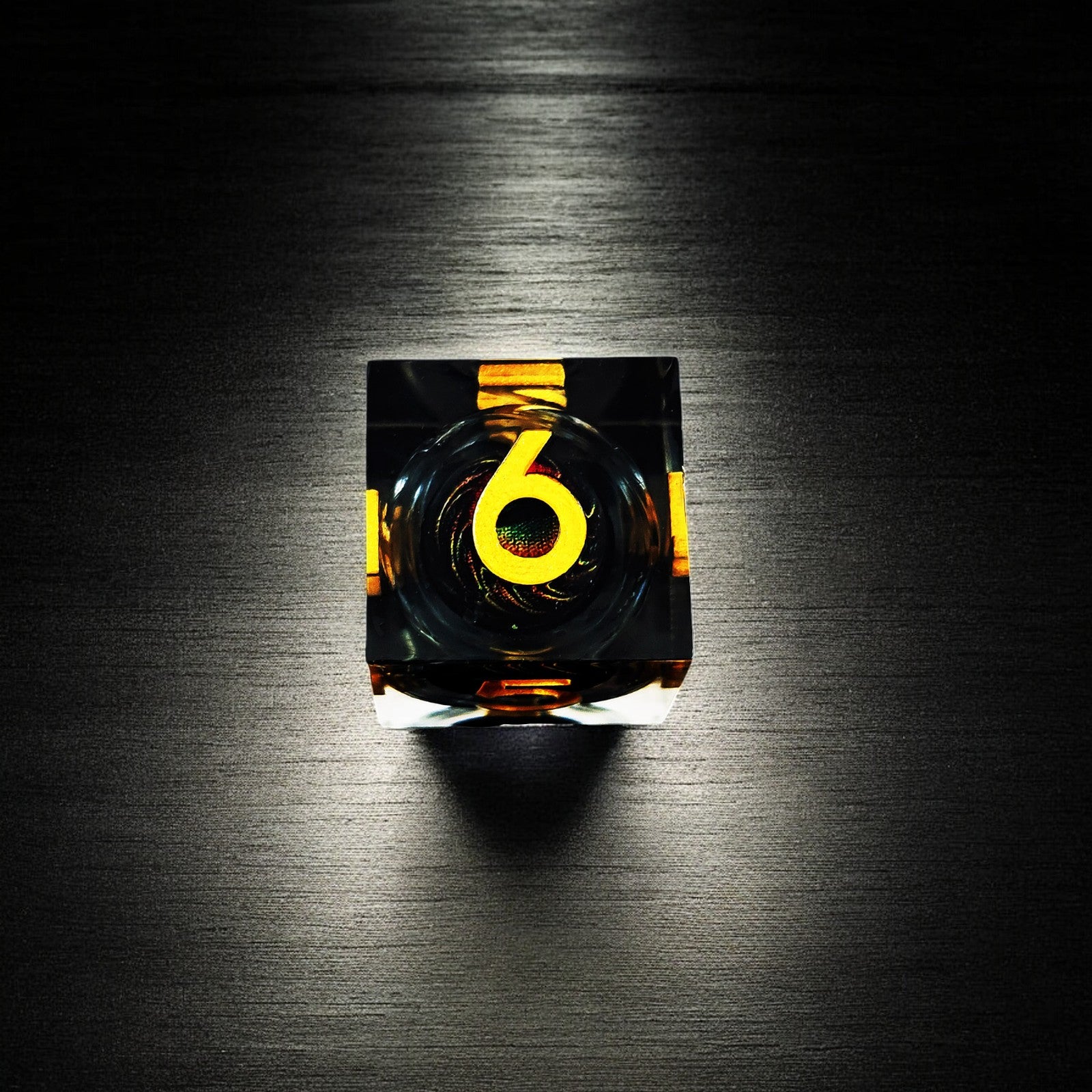 Black Gold Infernal Blaze Dragon Eye Liquid Core Resin Dnd D&d Dice Set - Masters Dice