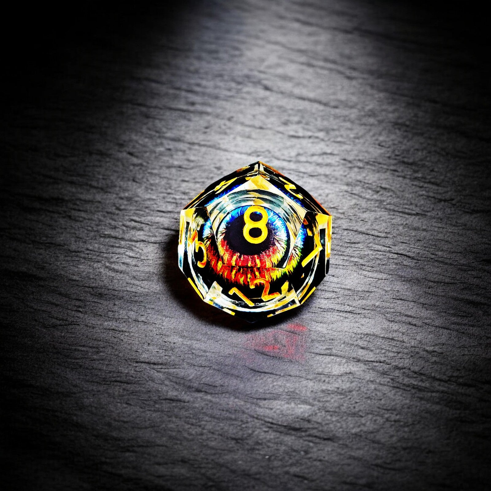 Black Infernal Dragon Eye Liquid Core Resin Dnd D&d Dice Set - Masters Dice