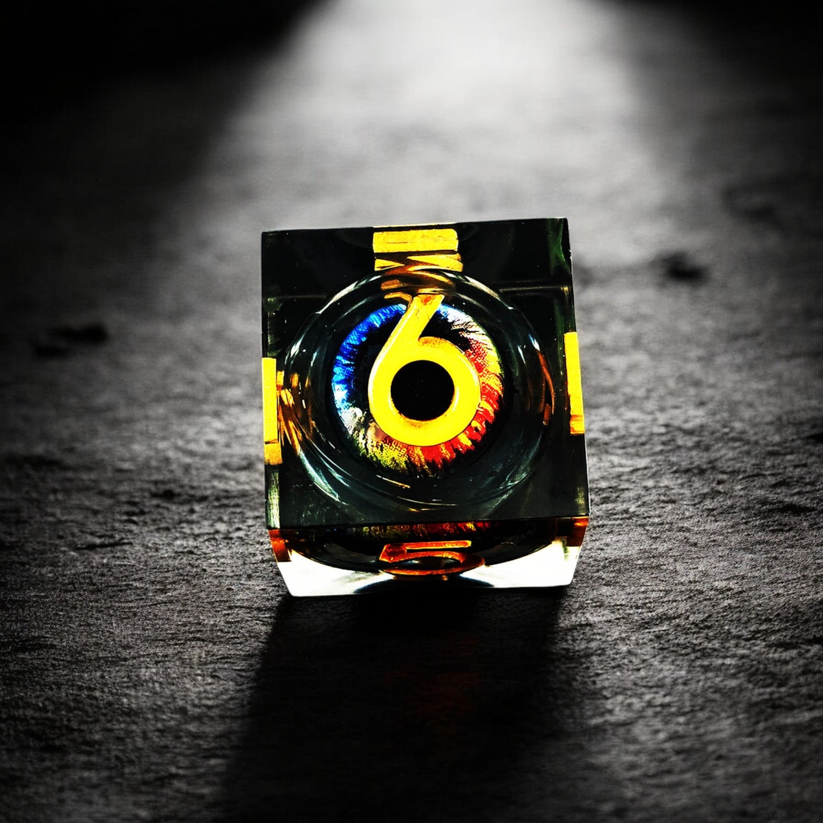 Black Infernal Dragon Eye Liquid Core Resin Dnd D&d Dice Set - Masters Dice