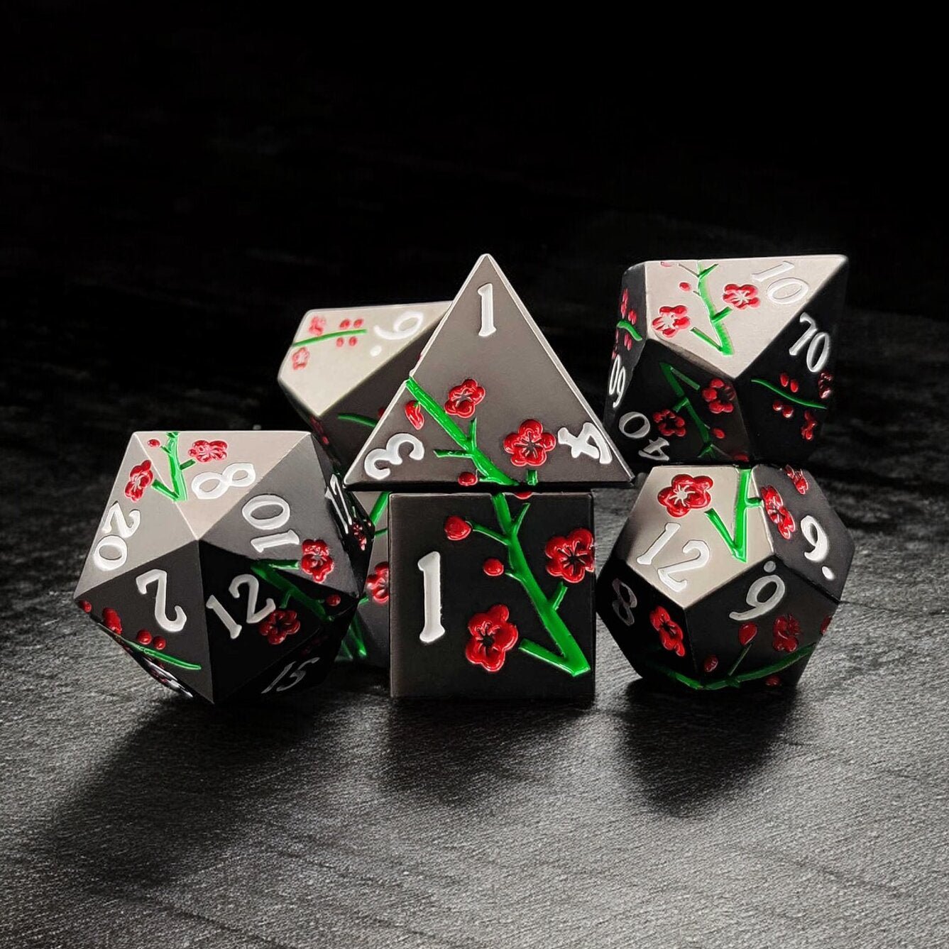 Black Nickel Plum Dnd D&d Dice Set - Masters Dice