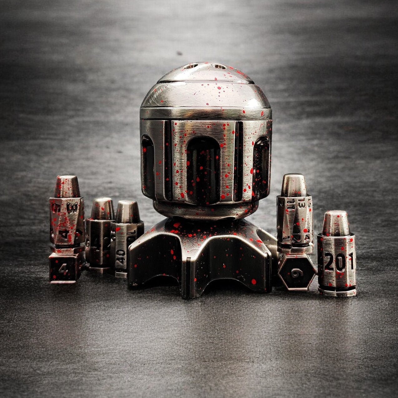 Bloodstained Revolver Metal Dnd D&d Dice Set - Masters Dice