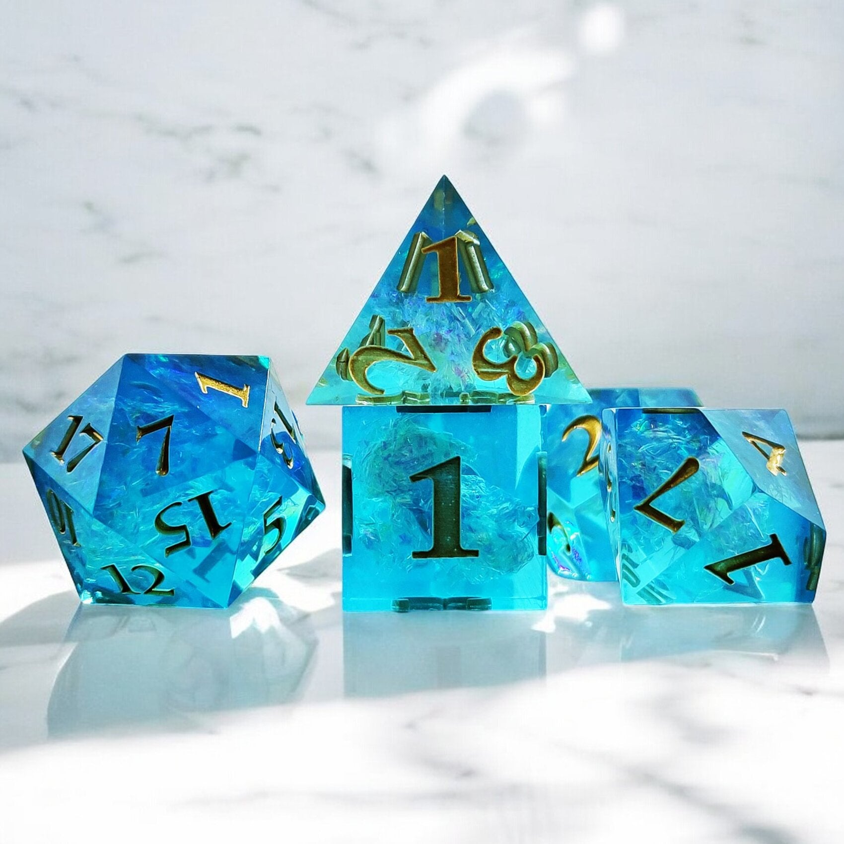 Blue Azure Crystal Resin Dnd D&d Dice Set - Masters Dice