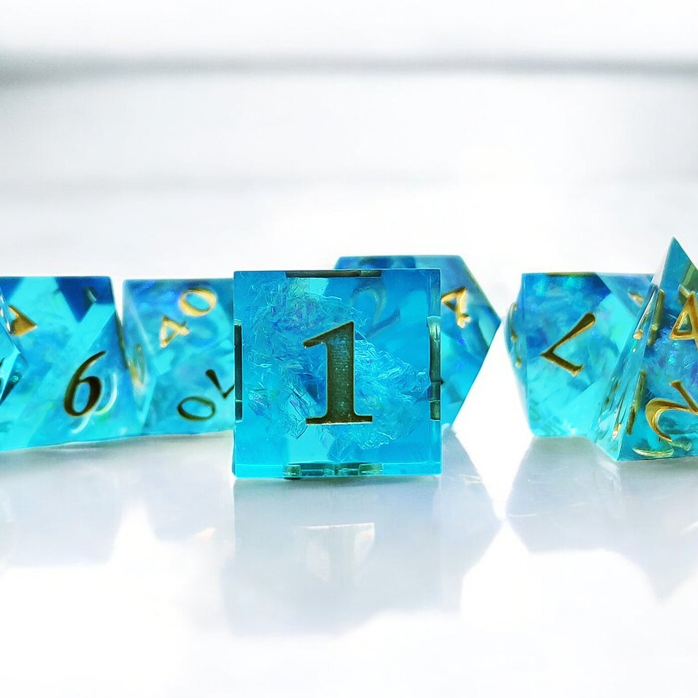 Blue Azure Crystal Resin Dnd D&d Dice Set - Masters Dice