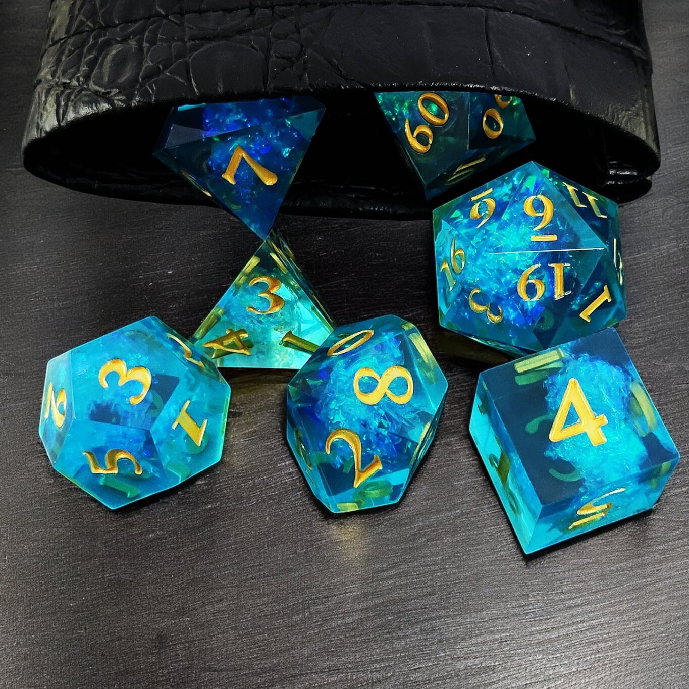 Blue Azure Crystal Resin Dnd D&d Dice Set - Masters Dice