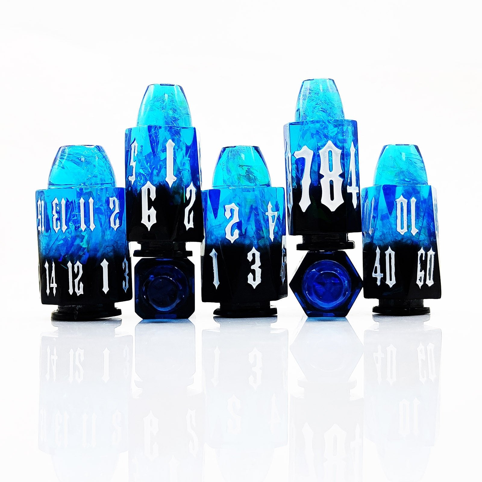 Blue Black Gradient Frosted Abyss Bullet Resin Dnd D&d Dice Set - Masters Dice