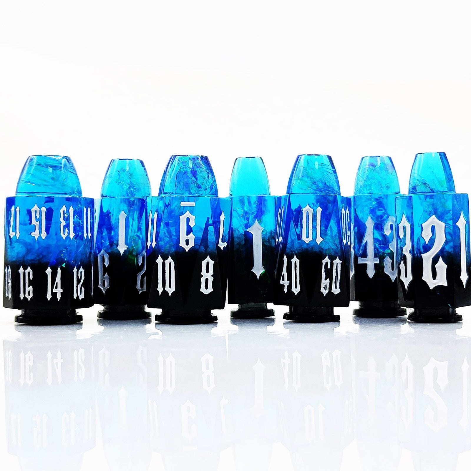 Blue Black Gradient Frosted Abyss Bullet Resin Dnd D&d Dice Set - Masters Dice