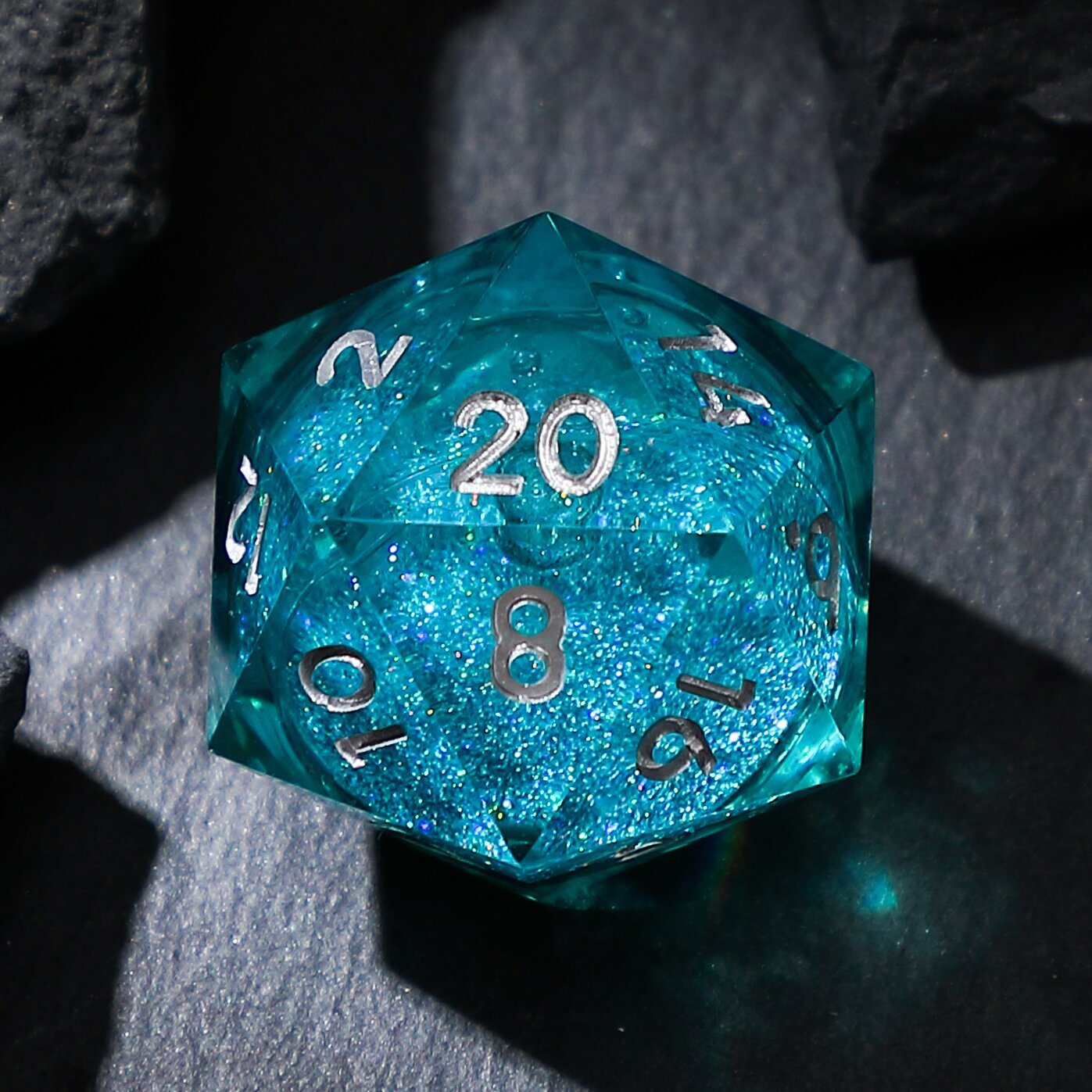 Blue Oceanic Crystal Liquid Core Resin Dnd D&d Dice Set - Masters Dice