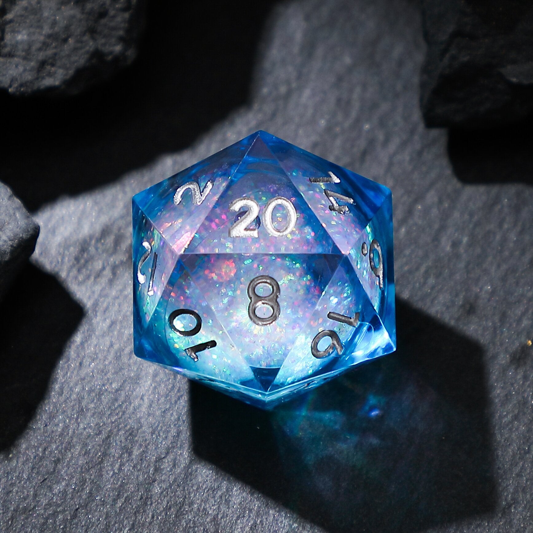 Blue Purple Celestial Sapphire Liquid Core Resin Dnd D&d Dice Set - Masters Dice