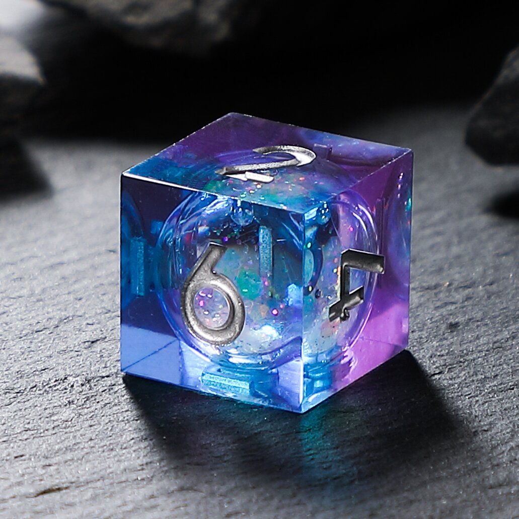 Blue Purple Celestial Sapphire Liquid Core Resin Dnd D&d Dice Set - Masters Dice
