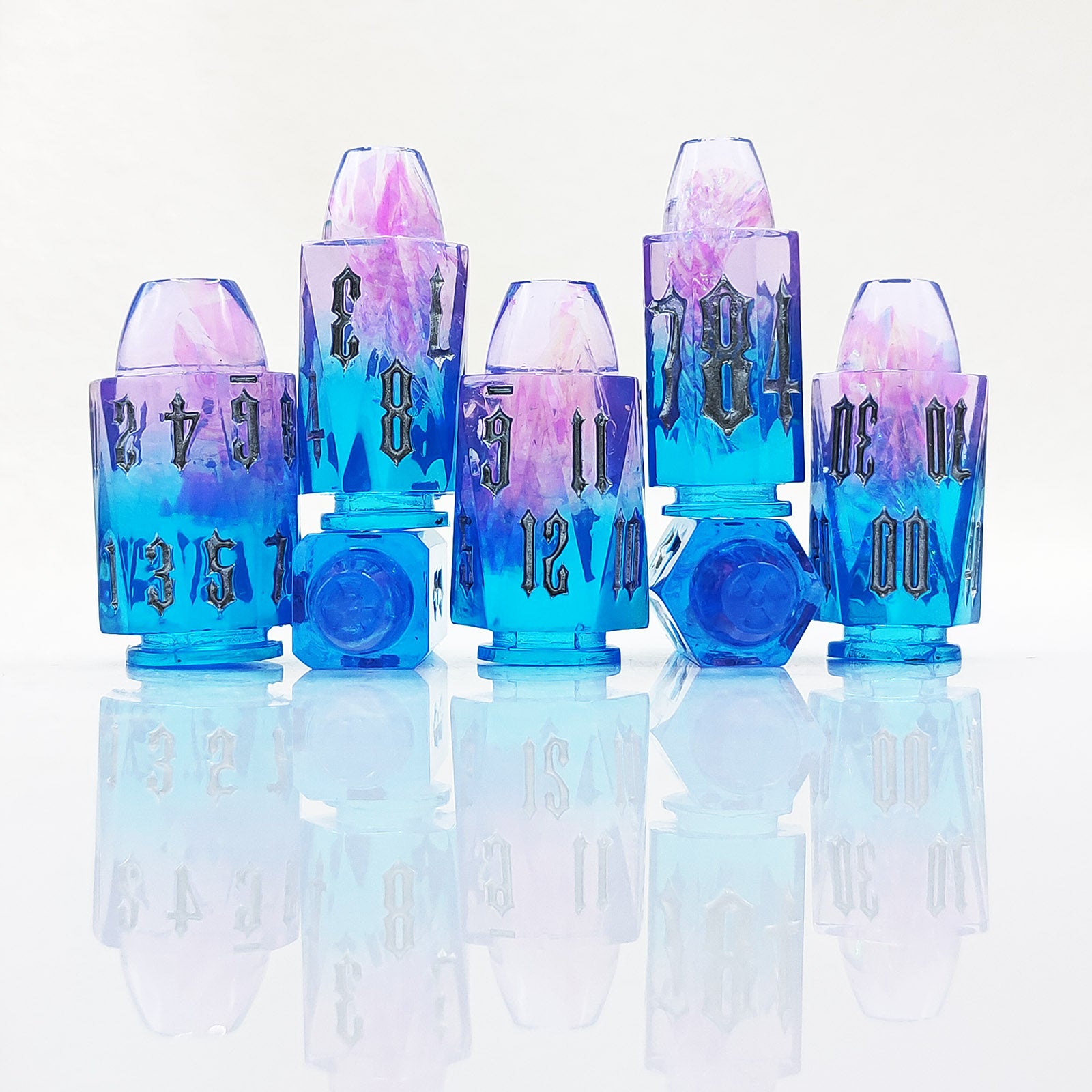 Blue Purple Gradient Celestial Amethyst Bullet Resin Dnd D&d Dice Set - Masters Dice