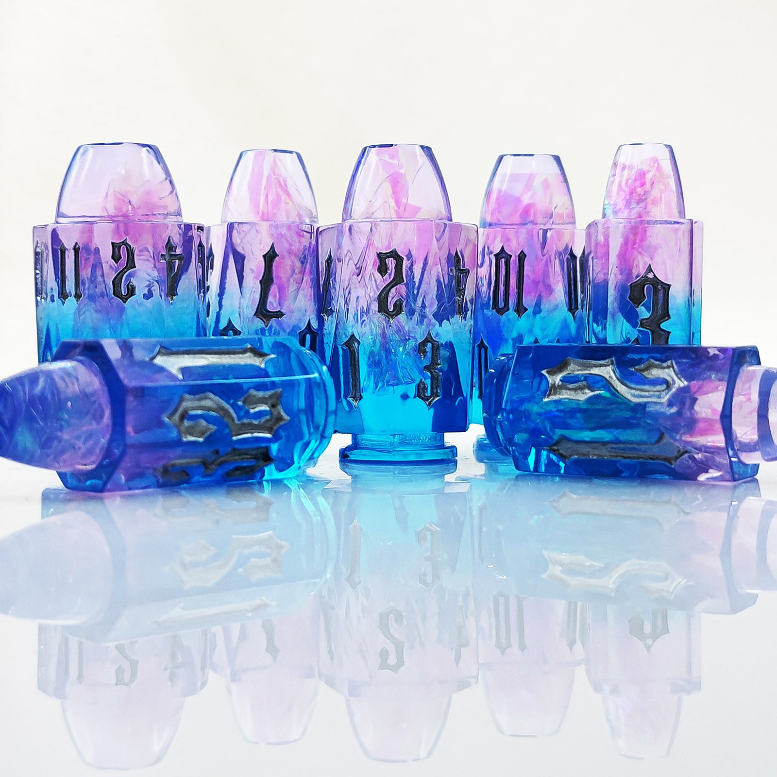 Blue Purple Gradient Celestial Amethyst Bullet Resin Dnd D&d Dice Set - Masters Dice