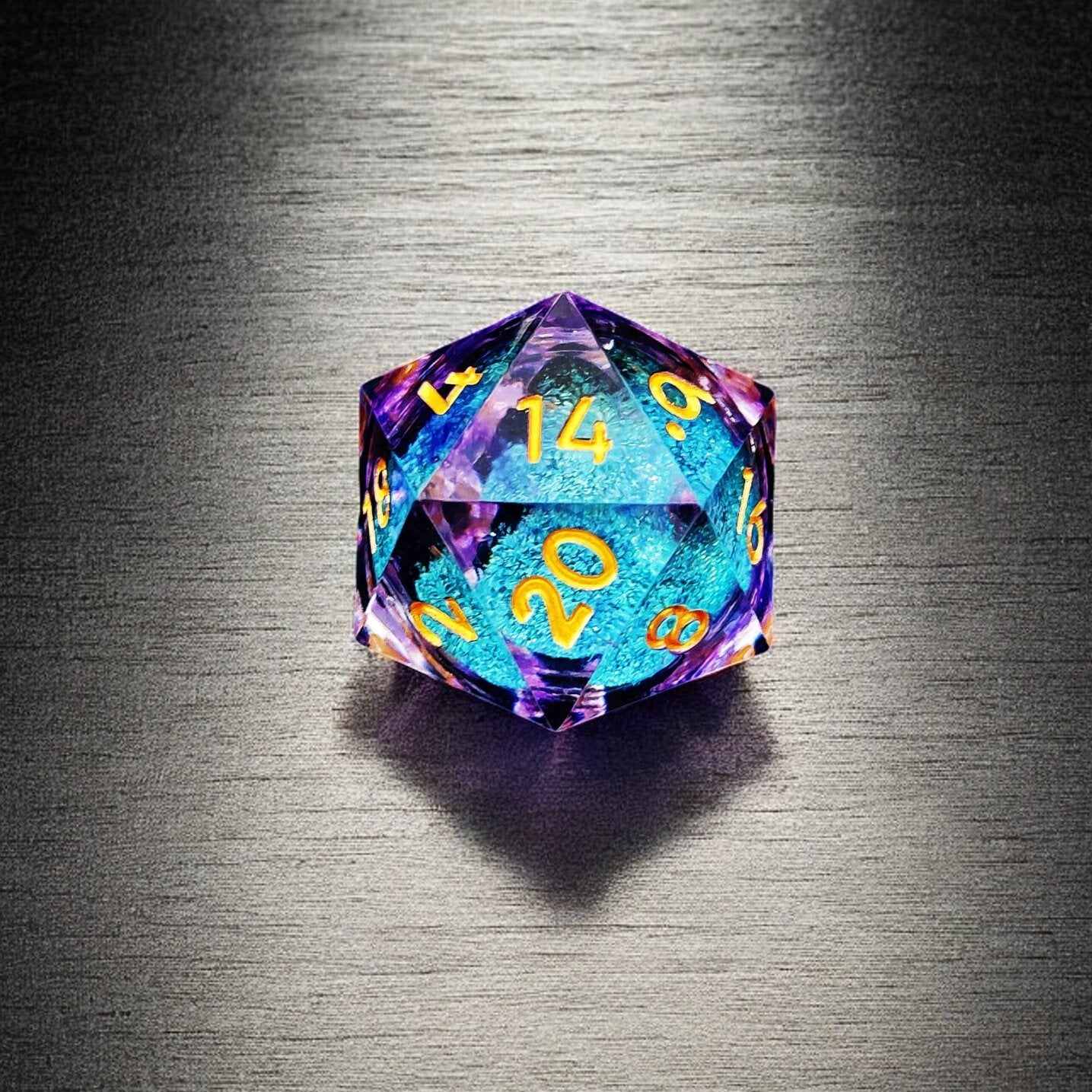 Blue Purple Gradient Nebula Twilight Liquid Core Resin Dnd D&d Dice Set - Masters Dice