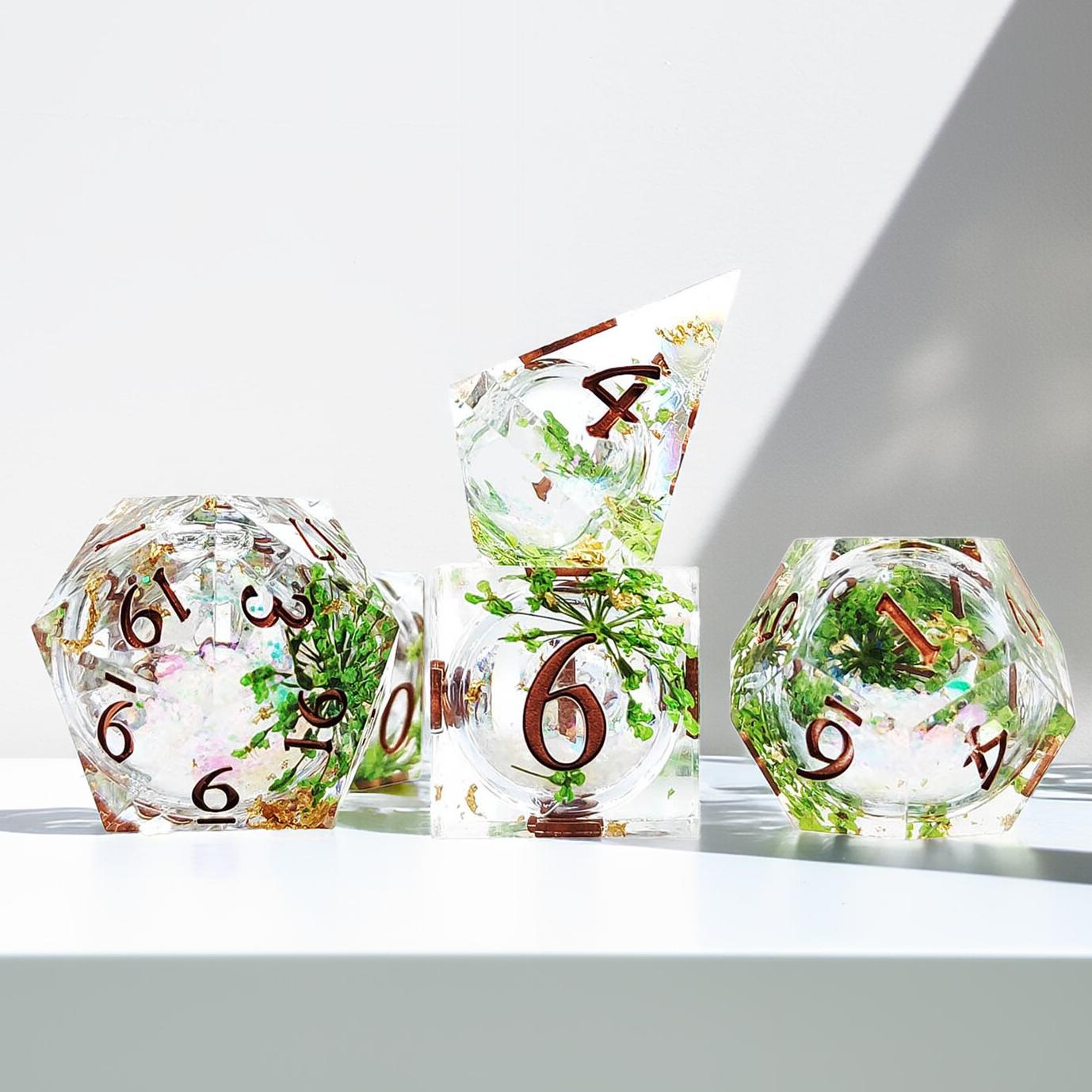 Botanical Gem Liquid Core Resin Dnd D&d Dice Set - Masters Dice