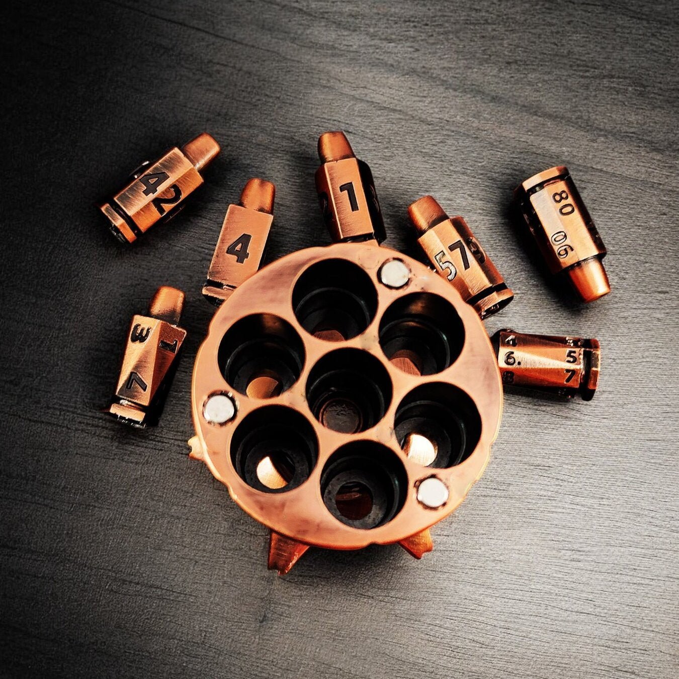 Bronze Revolver Metal Dnd D&d Dice Set - Masters Dice
