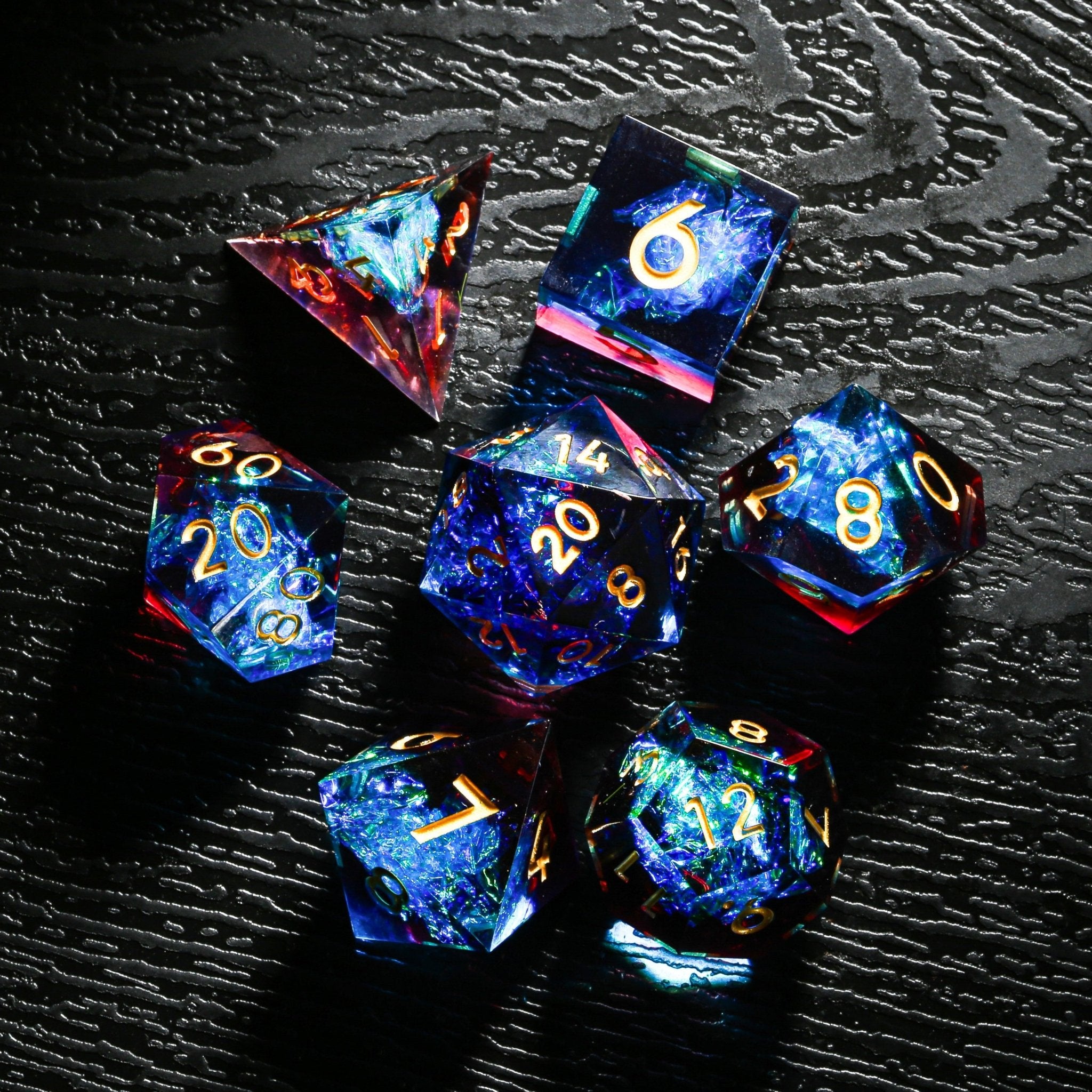 Cosmic Serenity Blue And Red Resin Dnd D&D Dice Set - Masters Dice