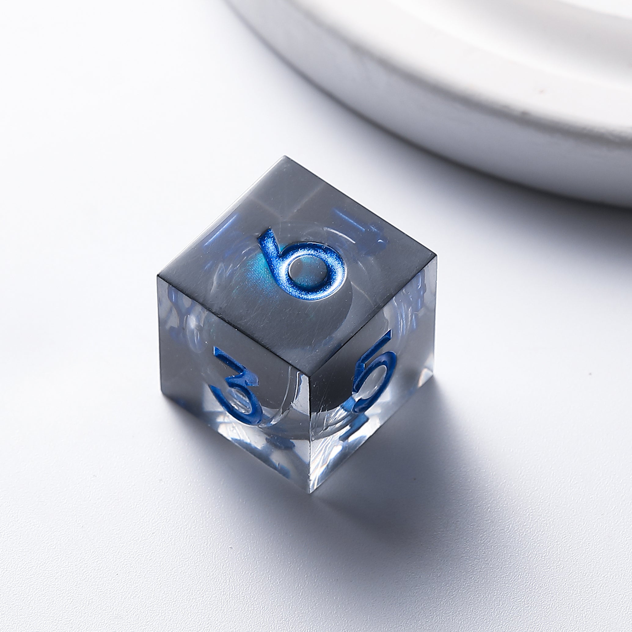 Dragon Eye Black Blue Deep Sea Phantom Pupil Resin Dnd D&D Dice Set - Masters Dice