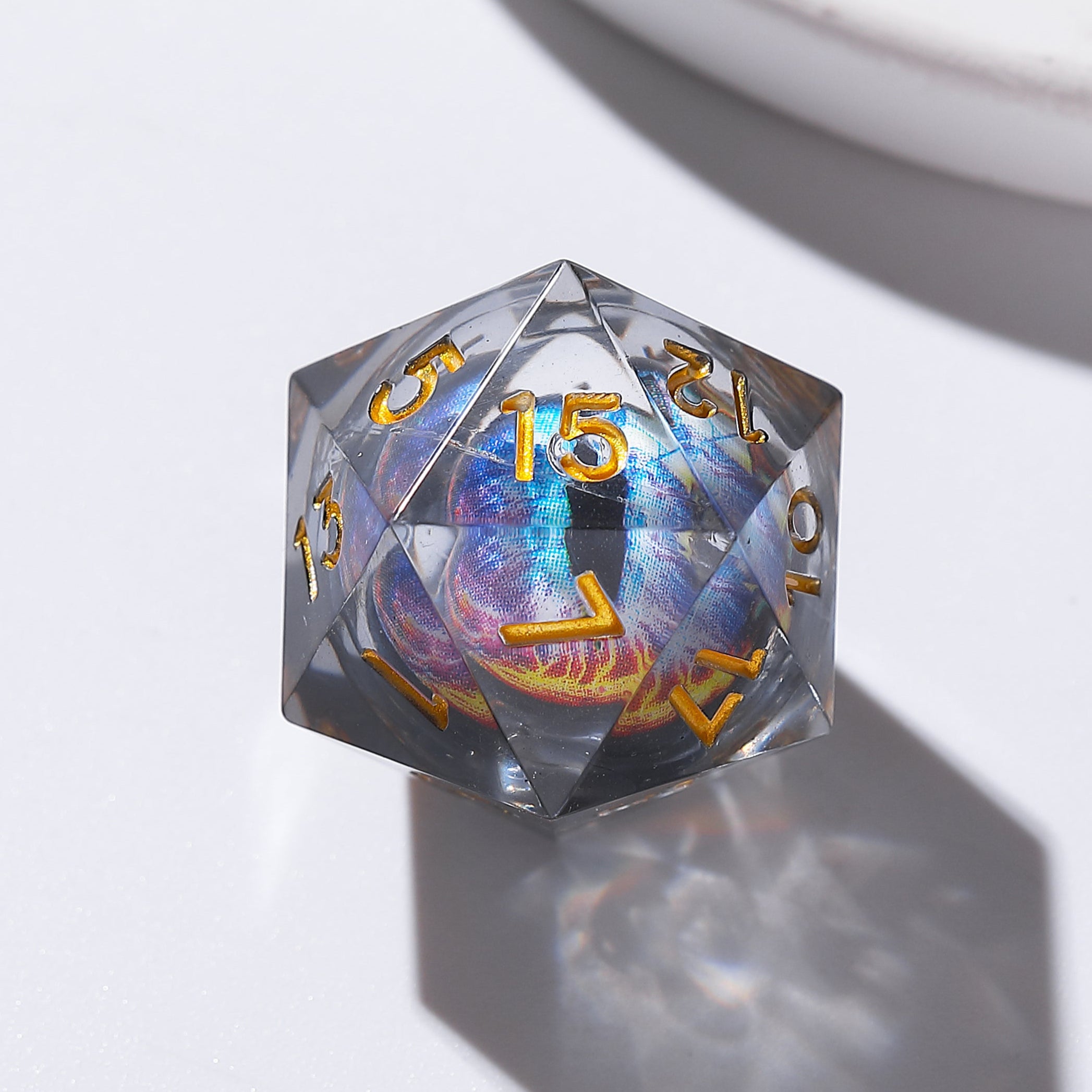 Dragon Eye Gray - Blue with Gold Pupil Resin Dnd D&D Dice Set - Masters Dice