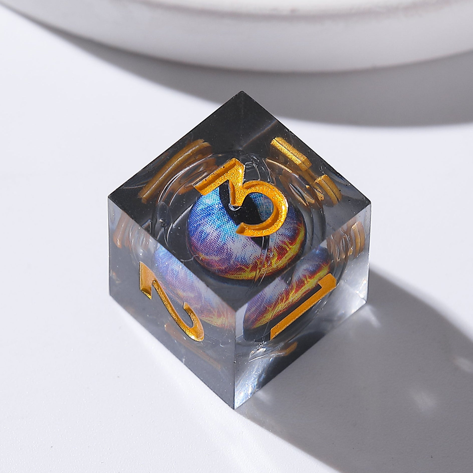 Dragon Eye Gray - Blue with Gold Pupil Resin Dnd D&D Dice Set - Masters Dice