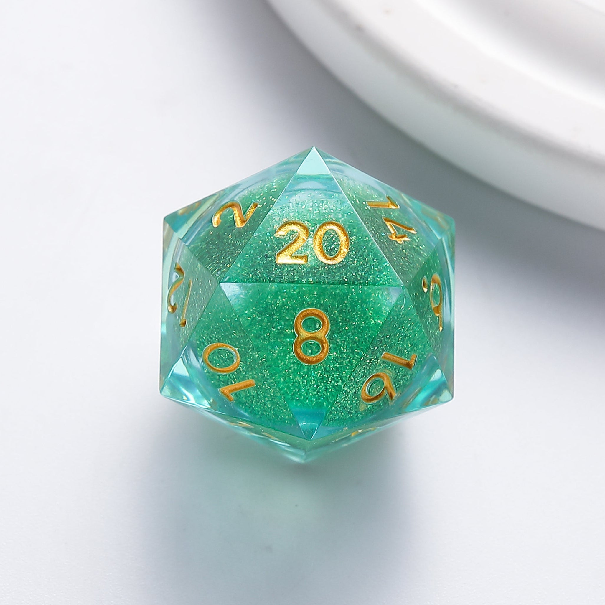 Emerald Light Forest Blessing Green Liquid Core Resin Dnd D&D Dice Set - Masters Dice